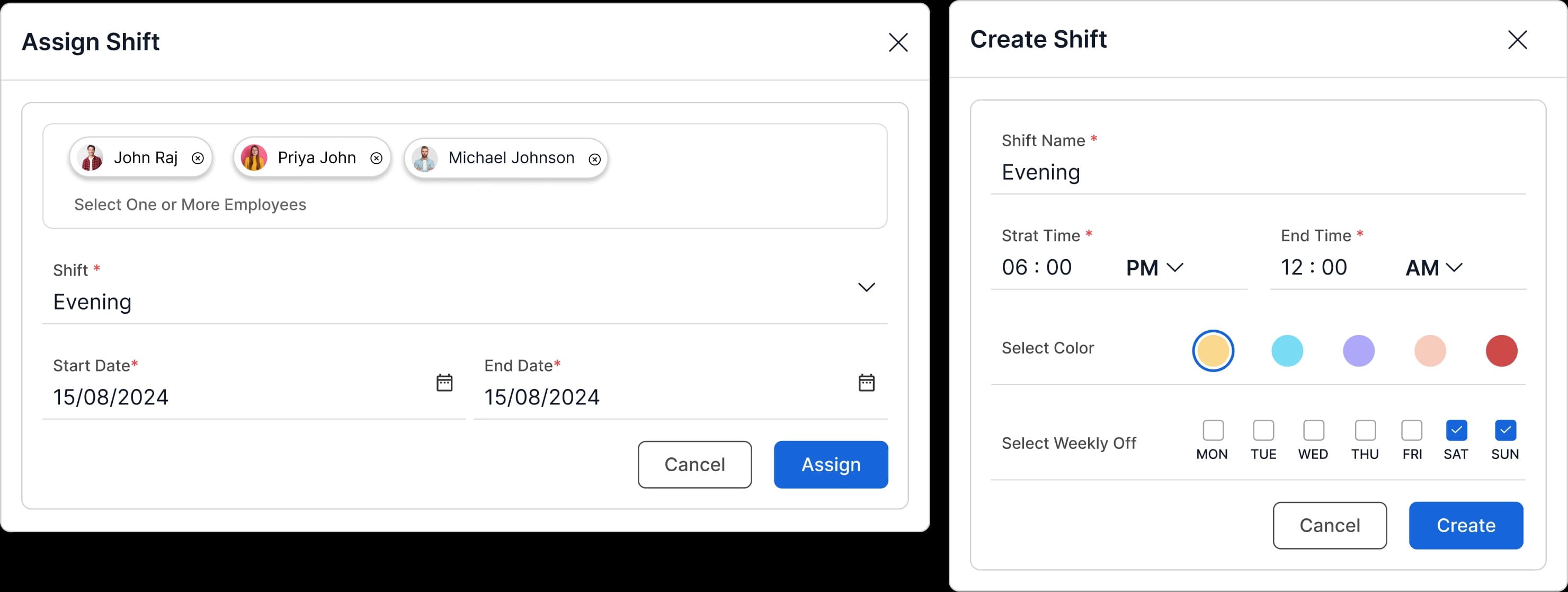 Assign & Create Shift